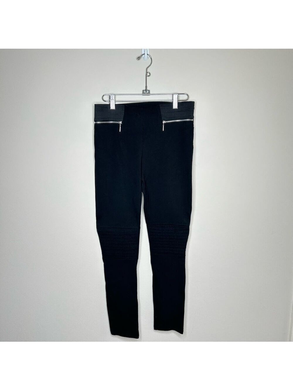 Zara Black Moto Leggings Ribbed Knees Medium